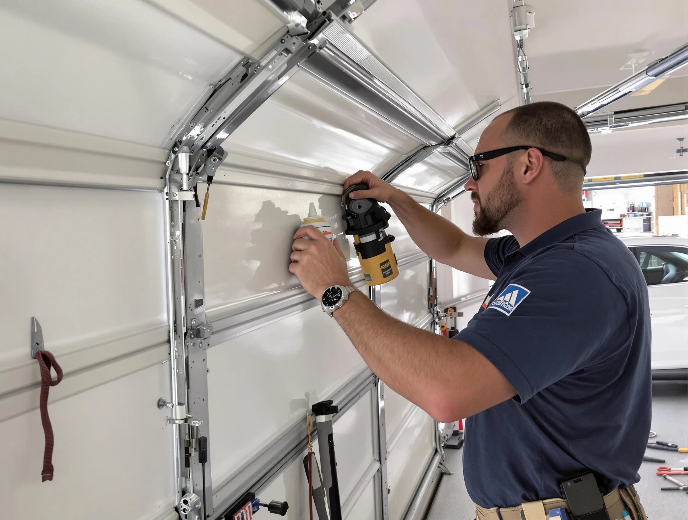 Lexington Garage Door Repair technician performing comprehensive noise reduction service in Lexington