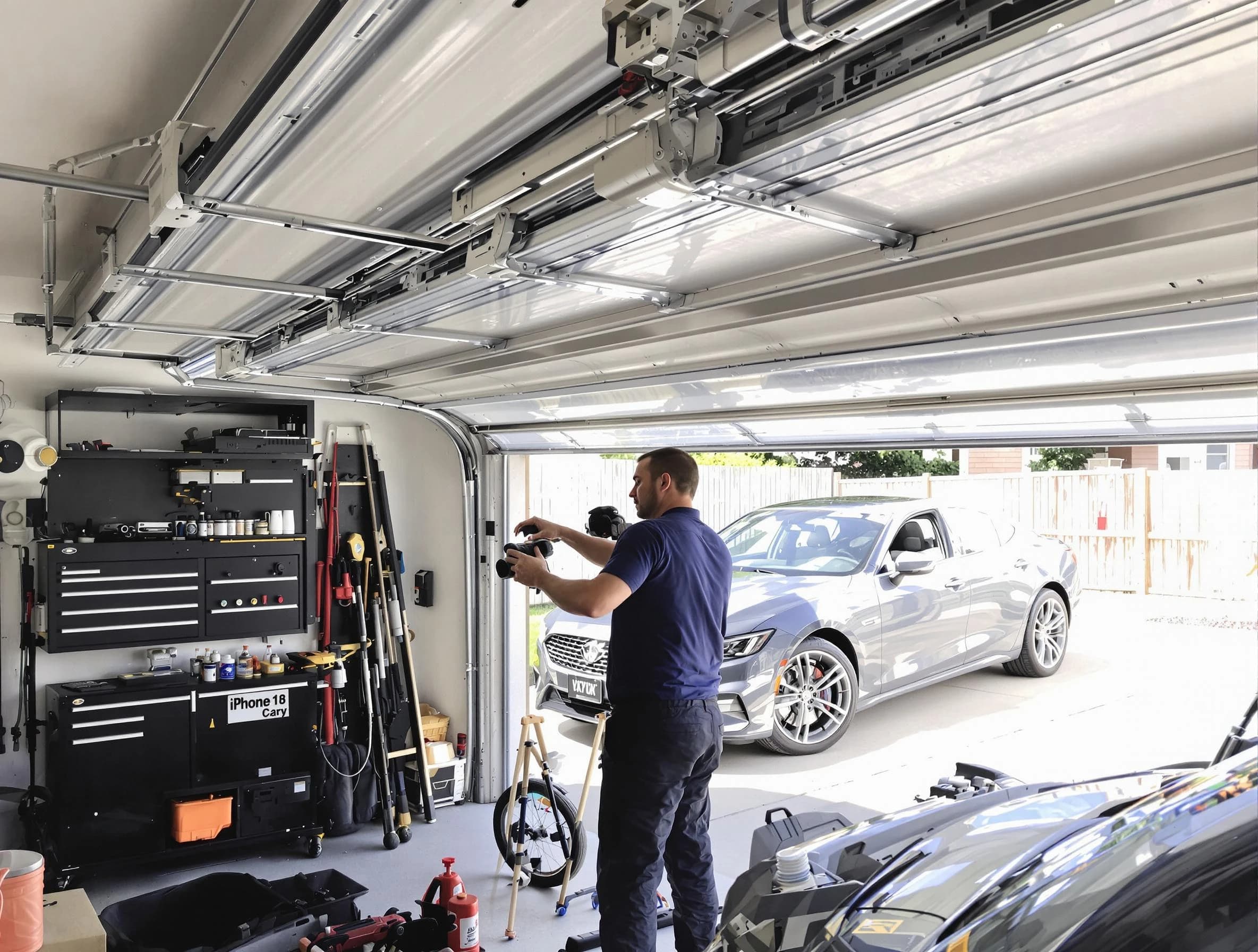 Lexington Garage Door Repair technician fixing noisy garage door in Lexington