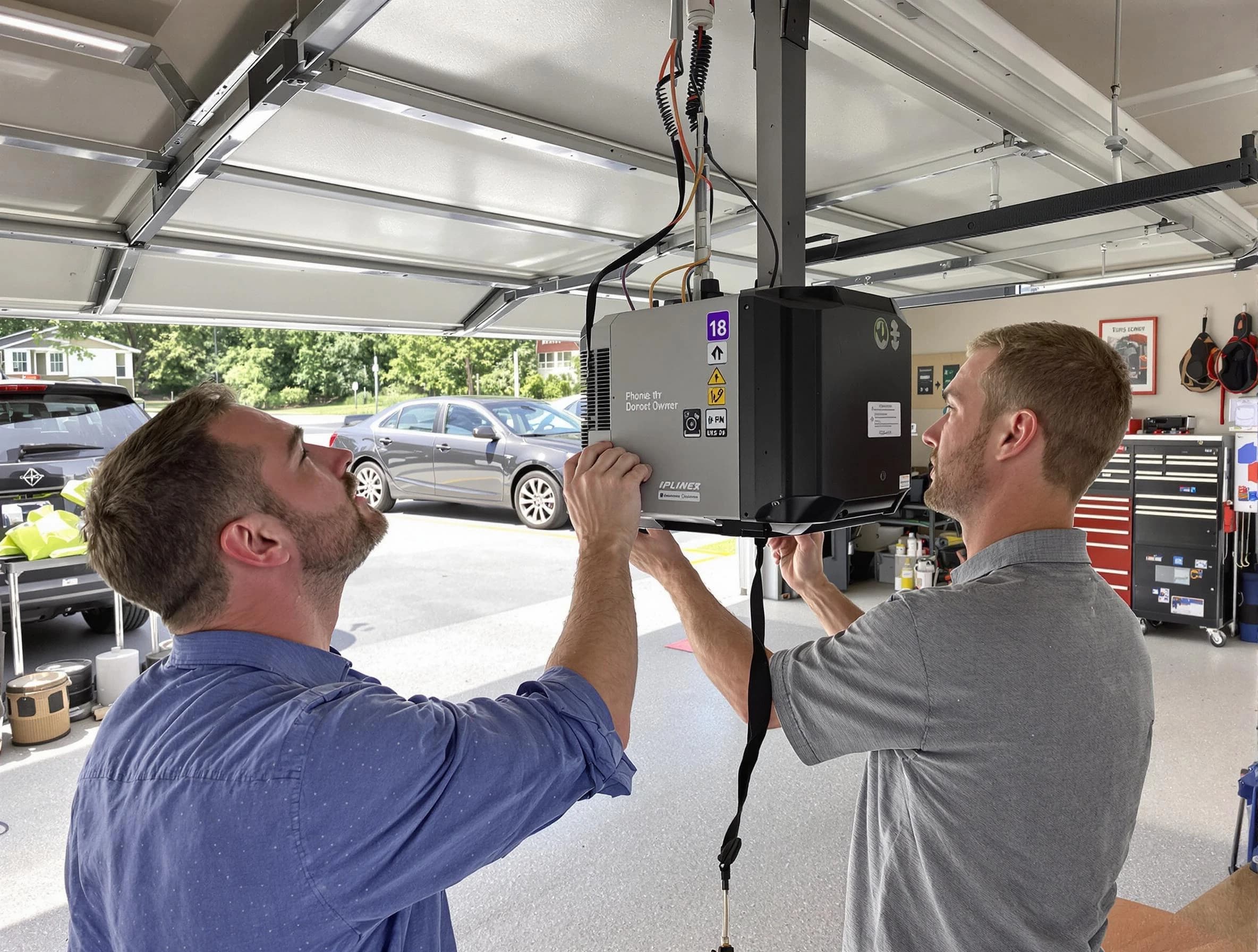 Lexington Garage Door Repair technician installing garage door opener in Lexington