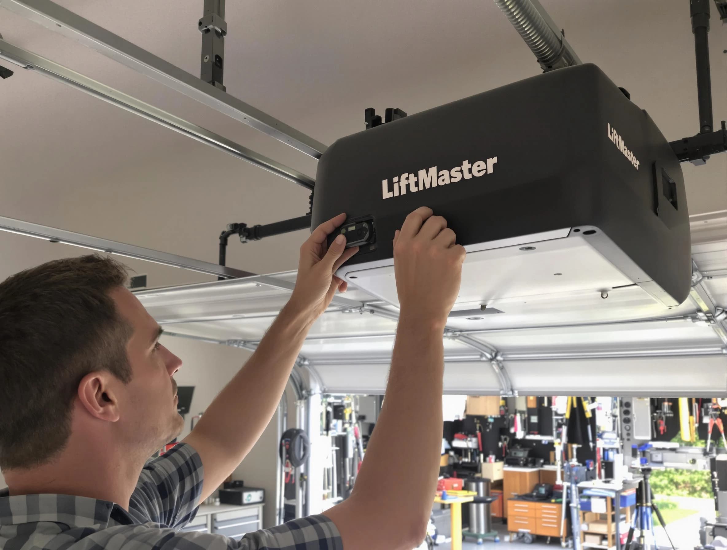 Lexington Garage Door Repair technician repairing garage door opener in Lexington