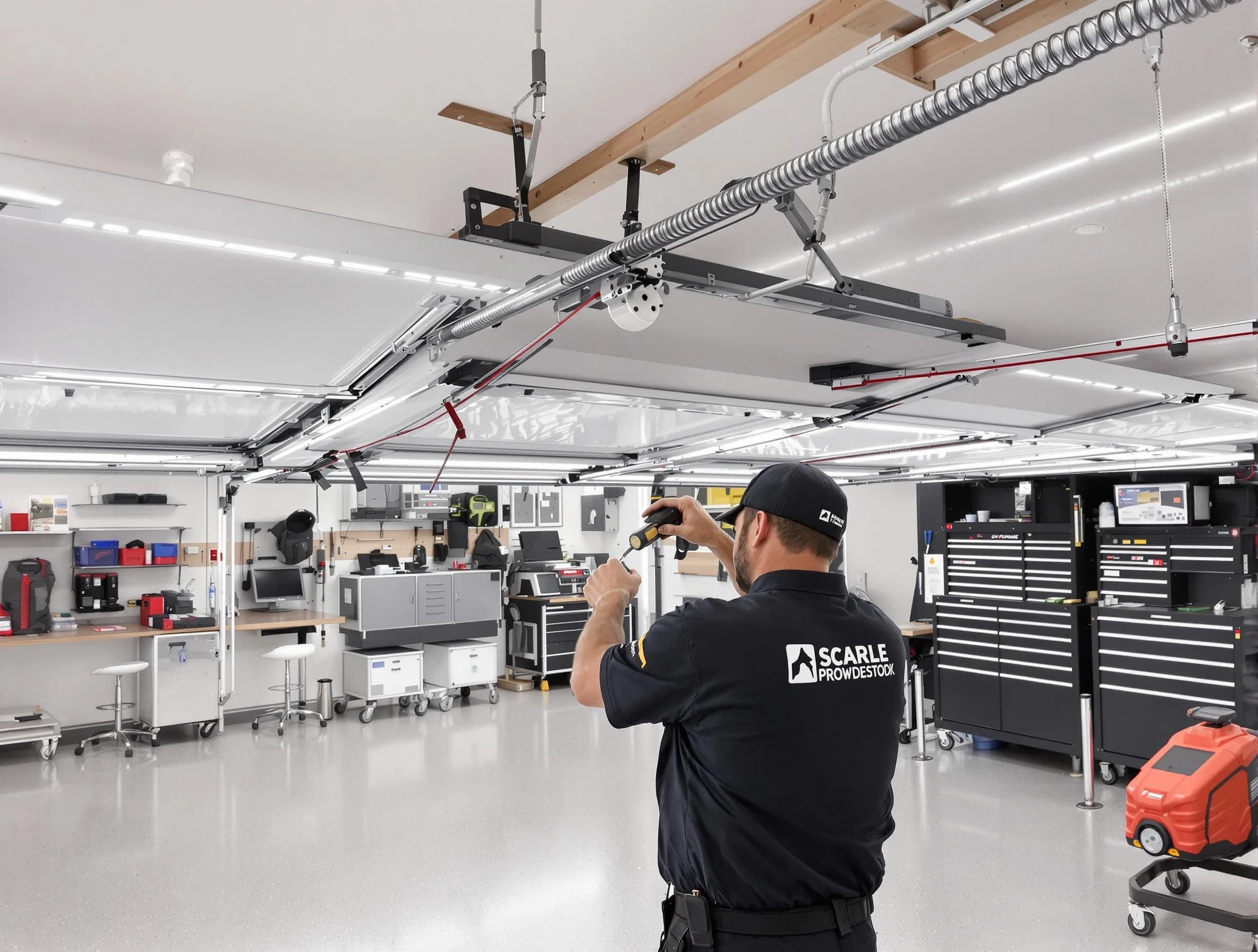Lexington Garage Door Repair technician repairing overhead garage door in Lexington