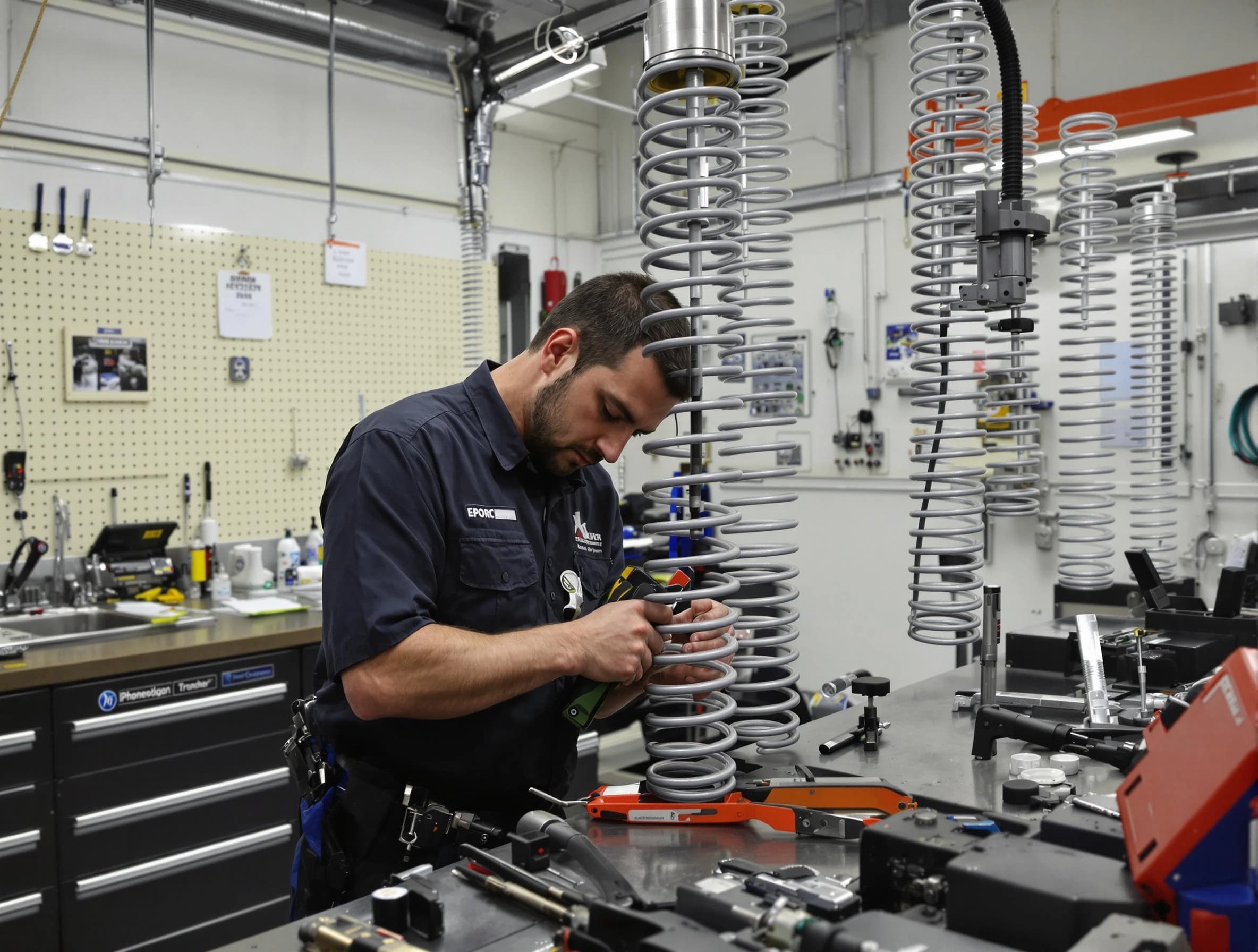 Lexington Garage Door Repair technician performing spring repair in Lexington