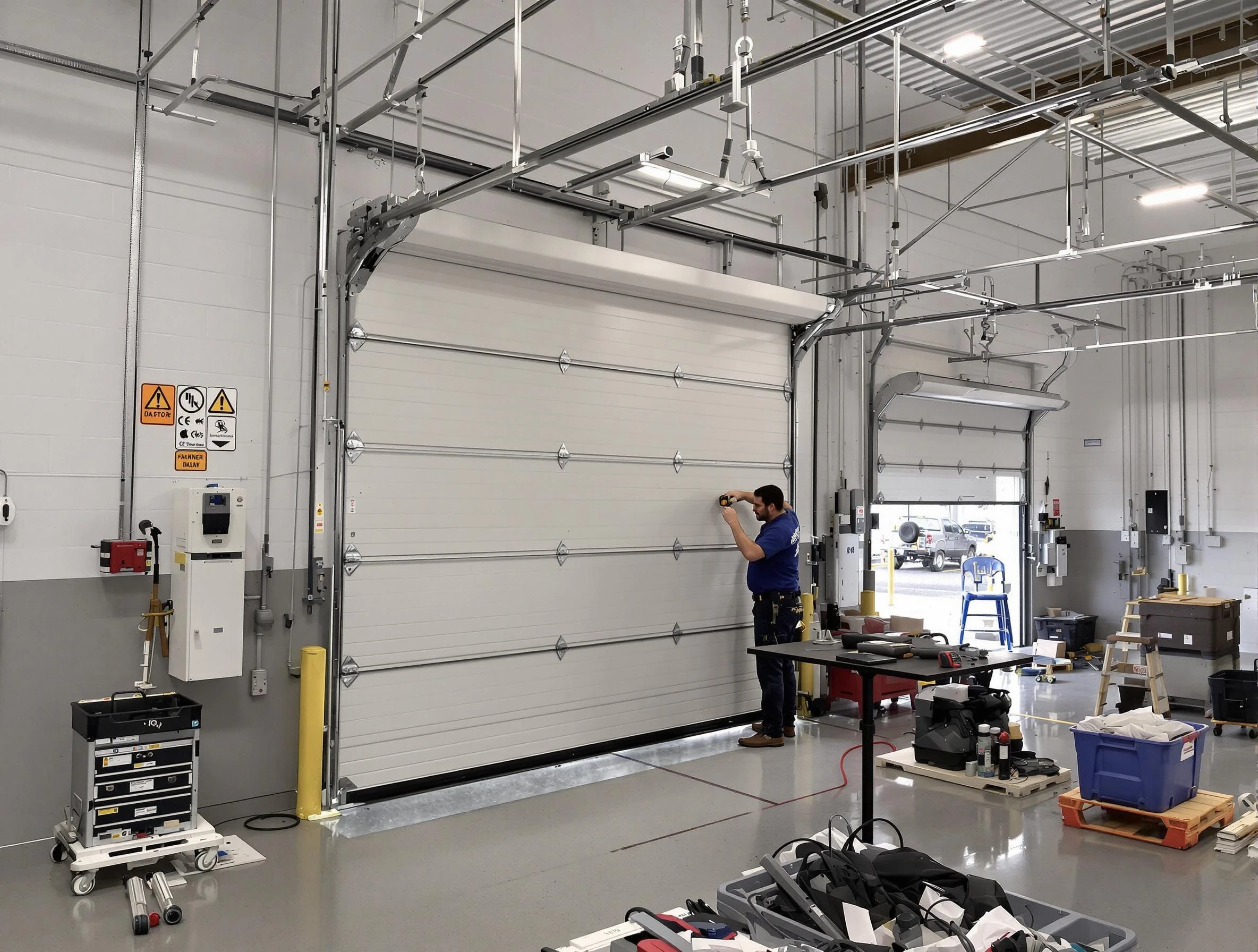Commercial garage door repair being performed by Lexington Garage Door Repair expert in Lexington